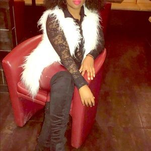 White FAUX FUR VEST